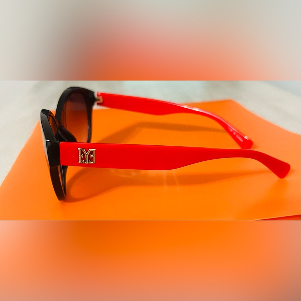 EASON EYEWEAR Sunglasses Womens Red with Gold Accent - Picture 3 of 5